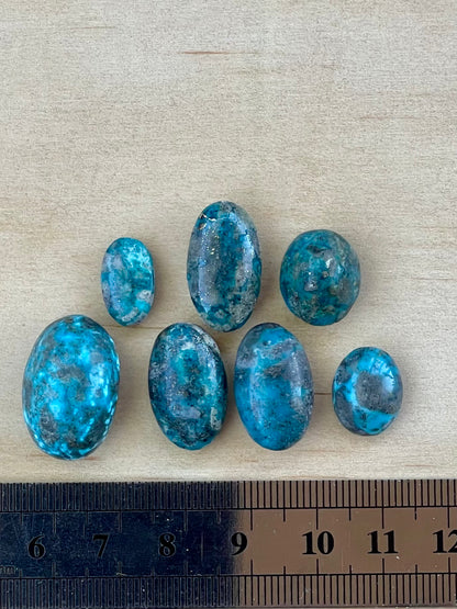 Seven 7 Turquoise Cabochon Stones from Kerman Mine, Iran.  #K9