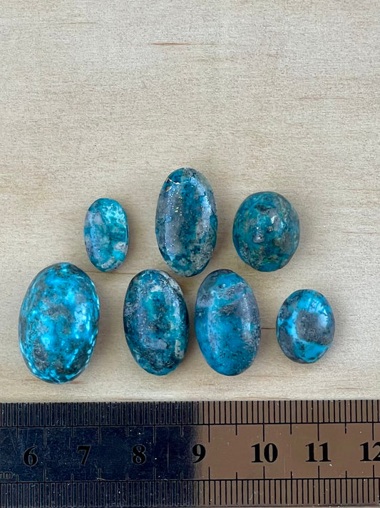 Seven 7 Turquoise Cabochon Stones from Kerman Mine, Iran.  #K9