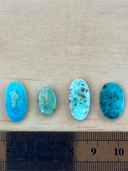 Four 4 Turquoise Cabochon Stones from Kerman Mine, Iran.  #K10