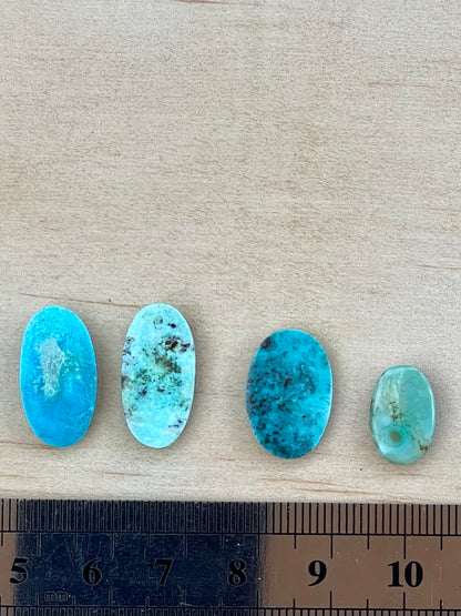 Four 4 Turquoise Cabochon Stones from Kerman Mine, Iran.  #K10