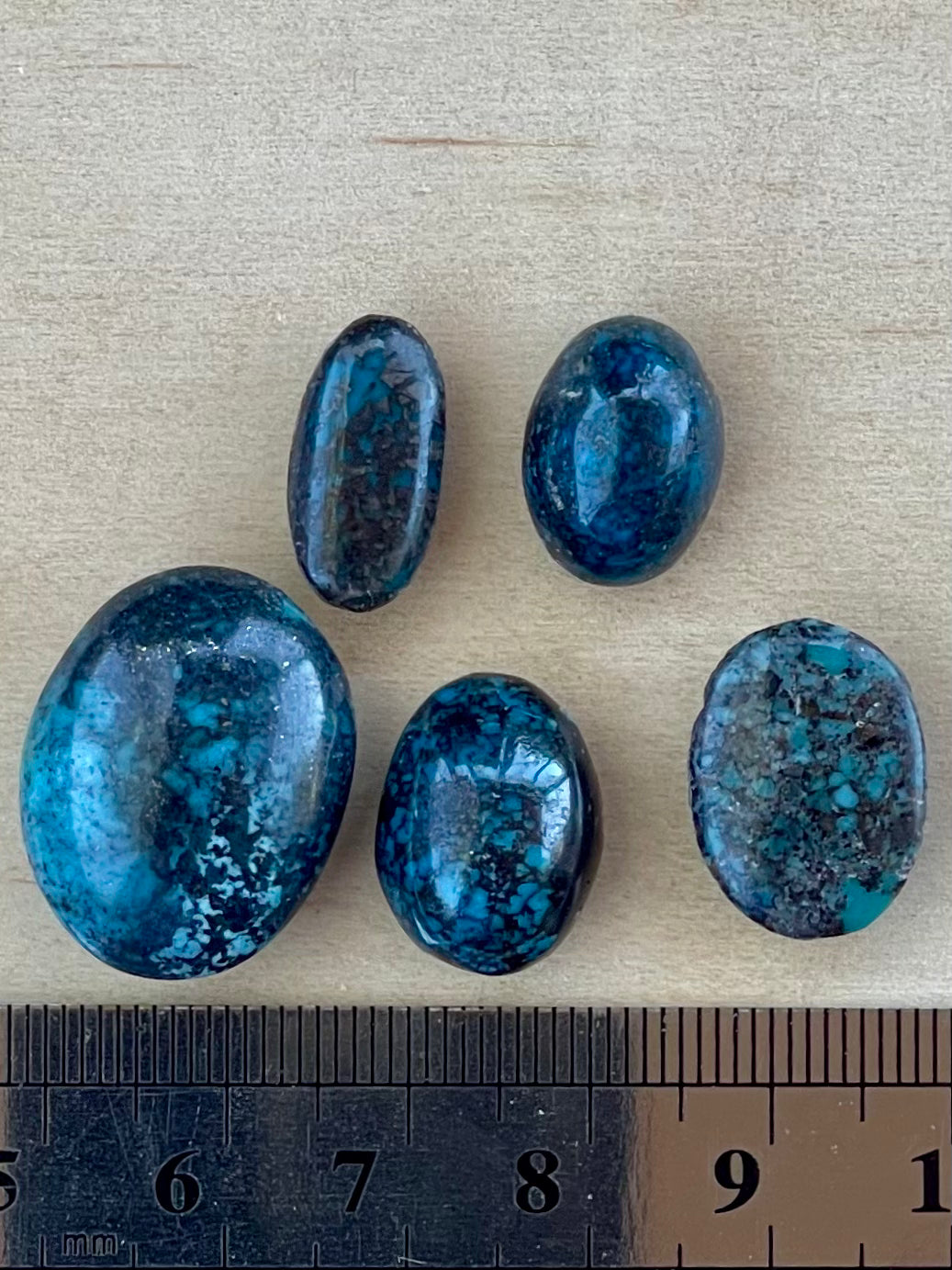 Five 5 Turquoise Unique Dark Stones from Kerman Mine, Iran.  #K11