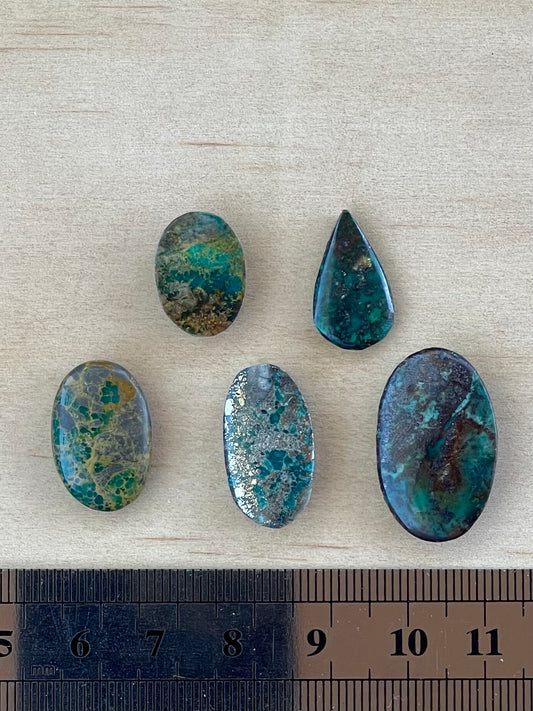 Five 5 Unusual Green Turquoise Stones from Kerman Mine, Iran.  #K12