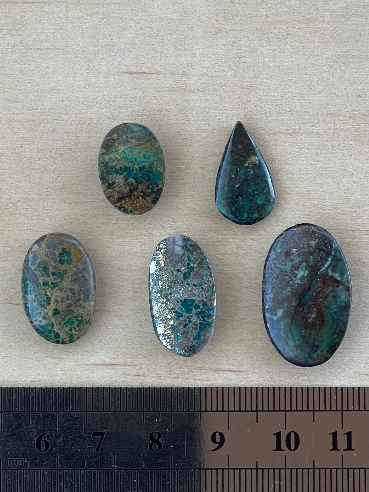 Five 5 Unusual Green Turquoise Stones from Kerman Mine, Iran.  #K12