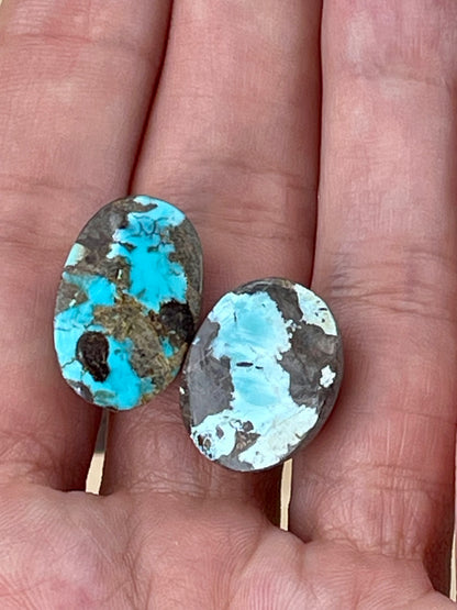 2 Amazing Natural Persian Turquoise Loose Stones From Neishabour Mine, Iran. Not-stabilised #N13