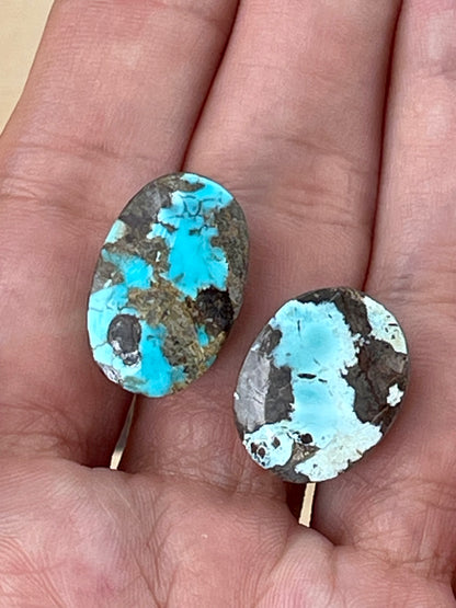 2 Amazing Natural Persian Turquoise Loose Stones From Neishabour Mine, Iran. Not-stabilised #N13