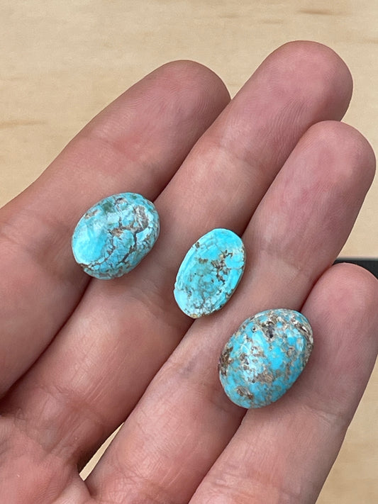 3 Natural Persian Turquoise Loose Stones – Neishabour Mine, Unstabilised (#N14)