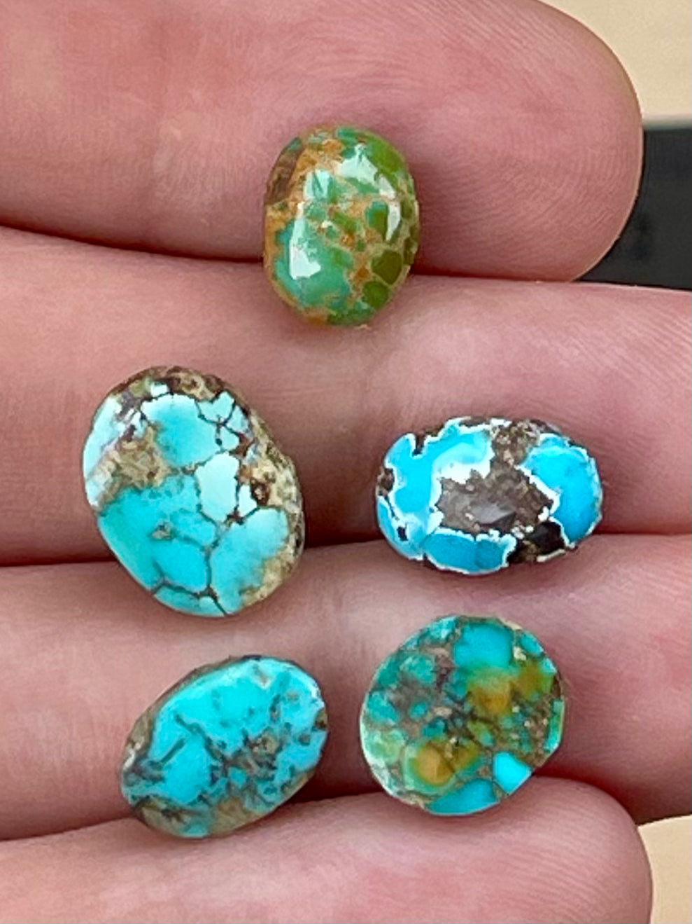 5 Amazing Natural Persian Turquoise Loose Stones – Neishabour Mine, Not-stabilized (#N21)