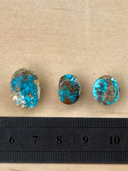 3 Amazing Natural Persian Turquoise Loose Stones – Spiderweb, Neishabour Mine, Not-stabilized (#N23)
