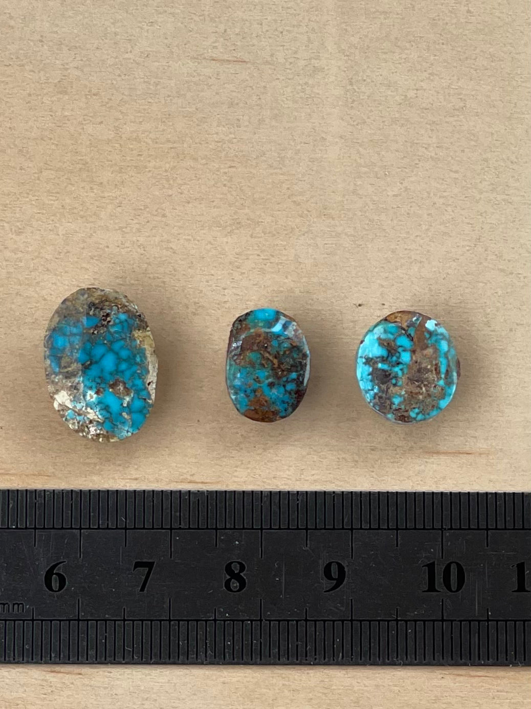 3 Amazing Natural Persian Turquoise Loose Stones – Spiderweb, Neishabour Mine, Not-stabilized (#N23)