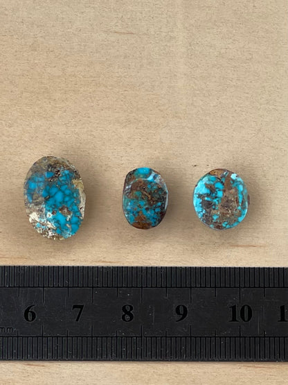 3 Amazing Natural Persian Turquoise Loose Stones – Spiderweb, Neishabour Mine, Not-stabilized (#N23)