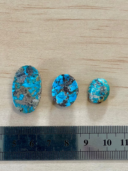 3 Lovely Natural Persian Turquoise Loose Stones – Neishabour Mine, Not-stabilized (#N26)