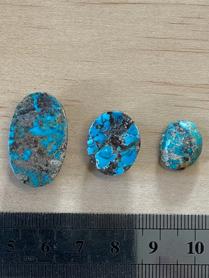 3 Lovely Natural Persian Turquoise Loose Stones – Neishabour Mine, Not-stabilized (#N26)