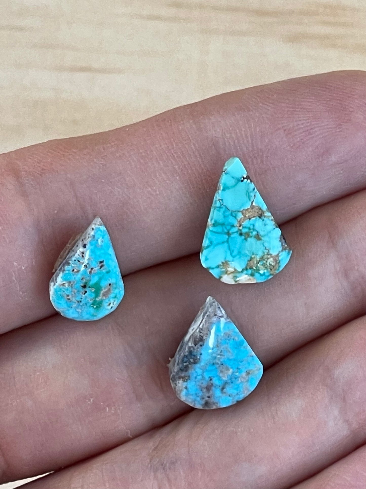 3 Lovely Natural Persian Turquoise Loose Stones – Neishabour Mine, Not-stabilized (#N24)