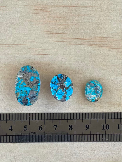 3 Lovely Natural Persian Turquoise Loose Stones – Neishabour Mine, Not-stabilized (#N26)