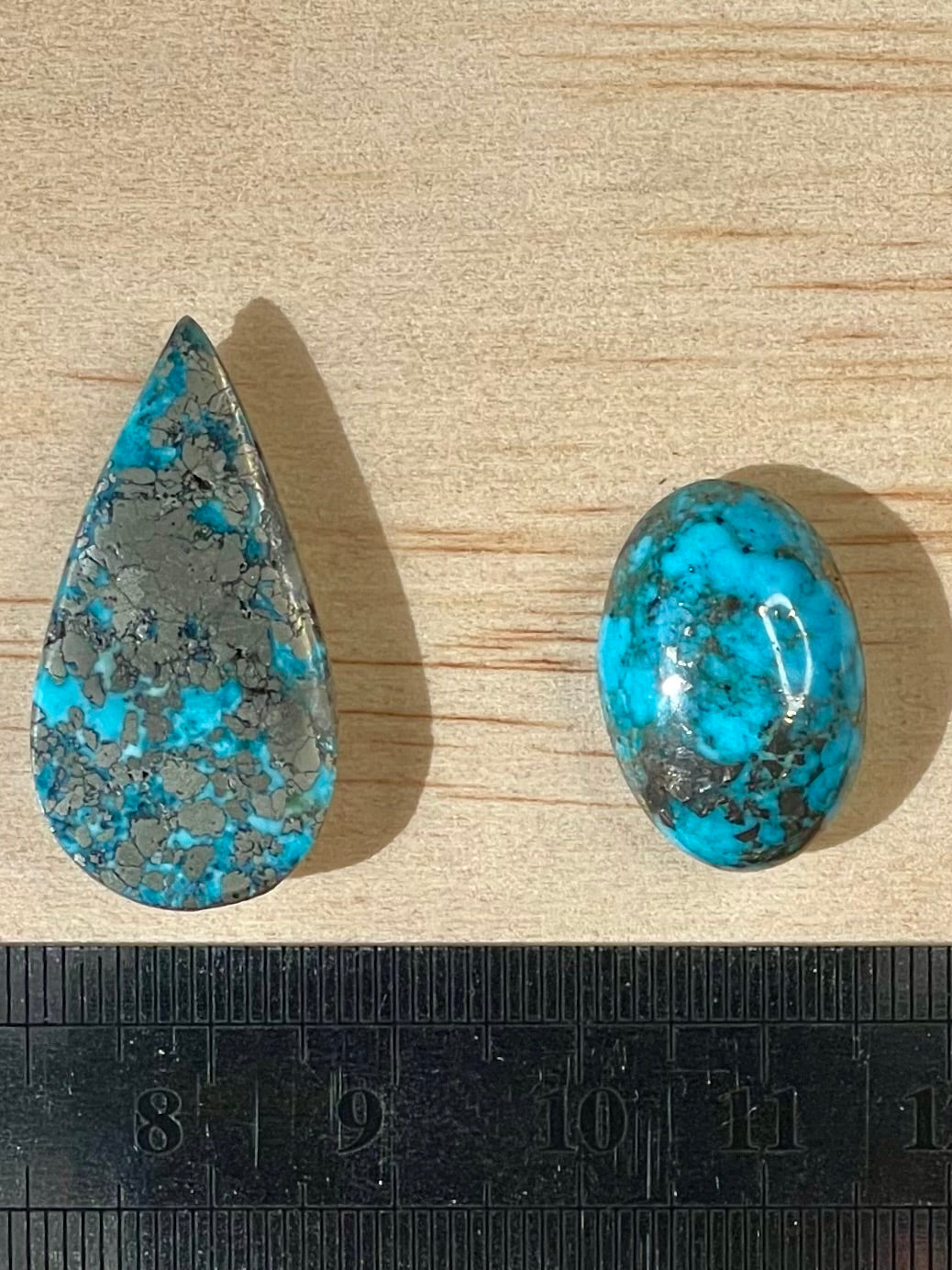 2 Amazing Turquoise Stones from Kerman Mine, Iran. With Golden Pyrite (#K14)