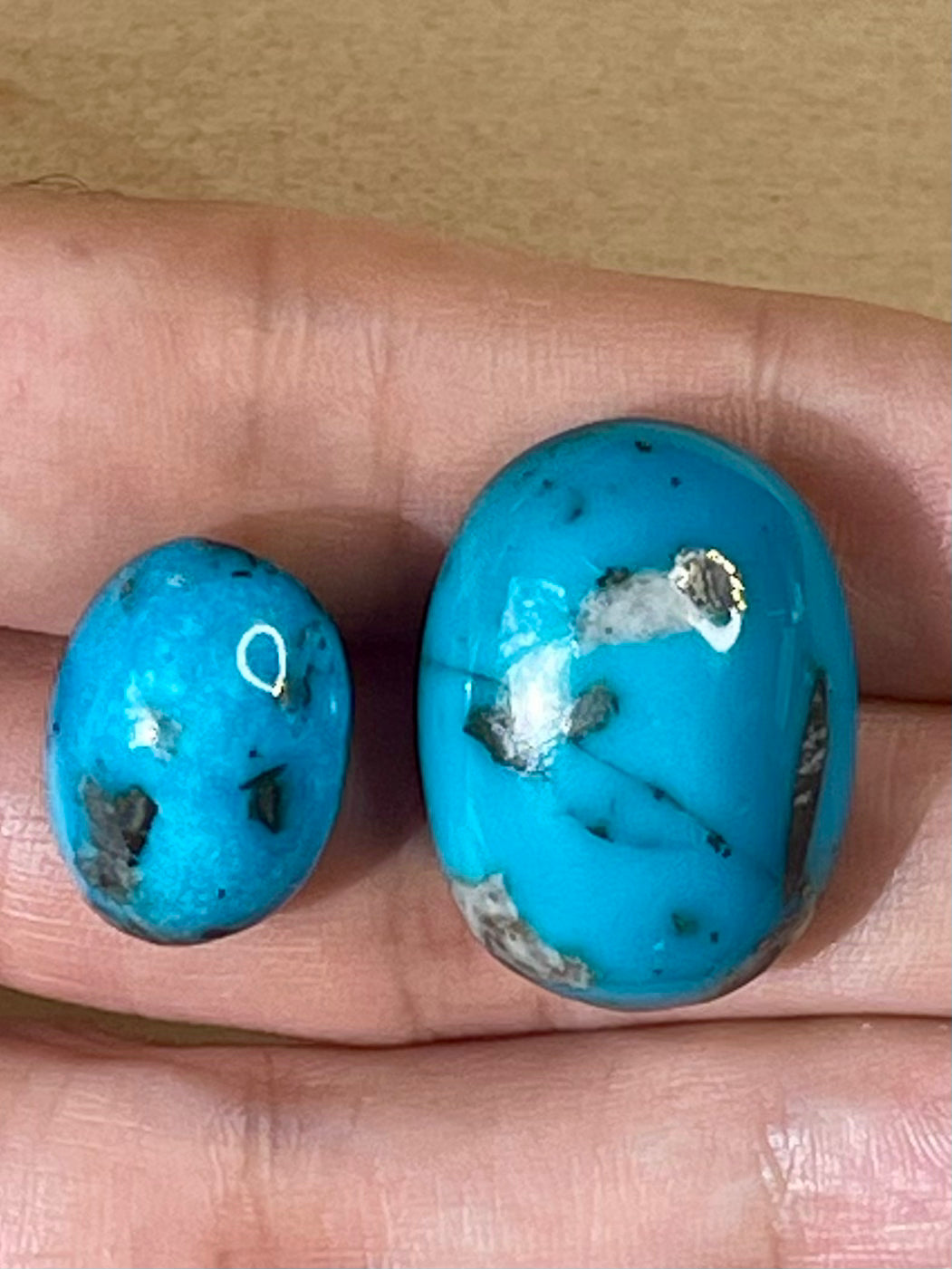 2 Amazing Turquoise Stones from Kerman Mine, Iran with Lovely Colours (#K15)
