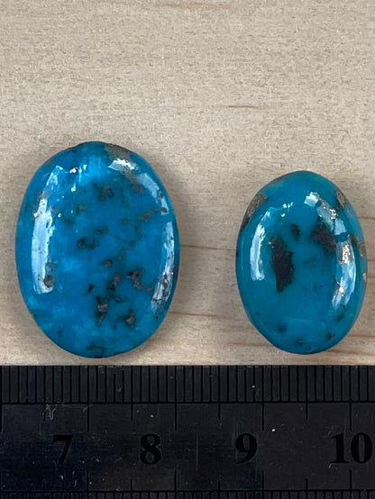 2 Amazing Turquoise Stones from Kerman Mine, Iran. With Golden Pyrite (#K21)