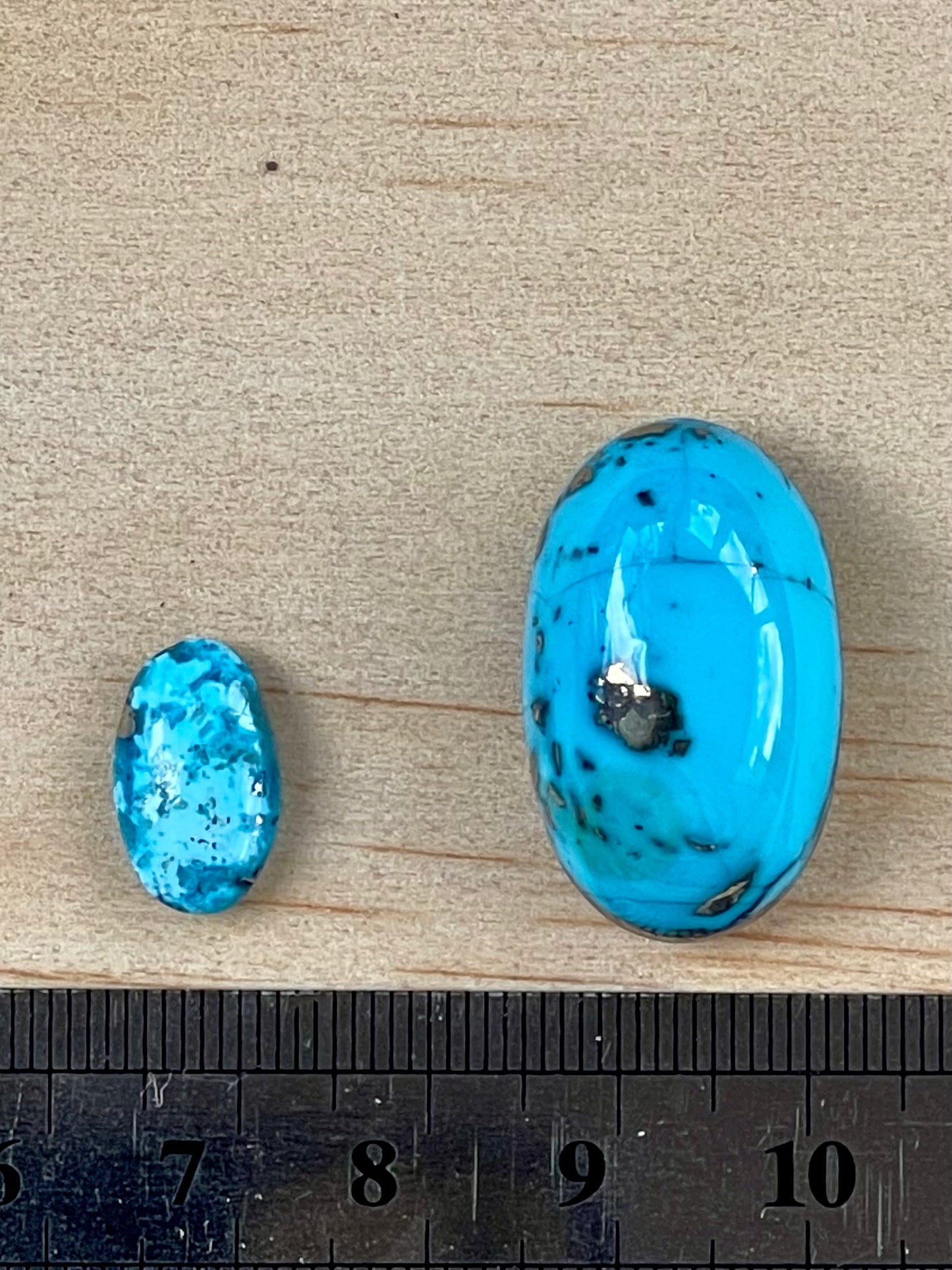 2 Stunning Turquoise Stones from Kerman Mine, Iran. With Golden Pyrite (#K22)