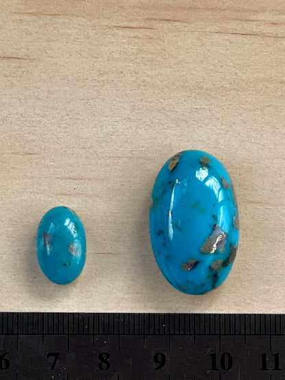 2 Amazing Turquoise Stones from Kerman Mine, Iran. With Golden Pyrite (#K23)