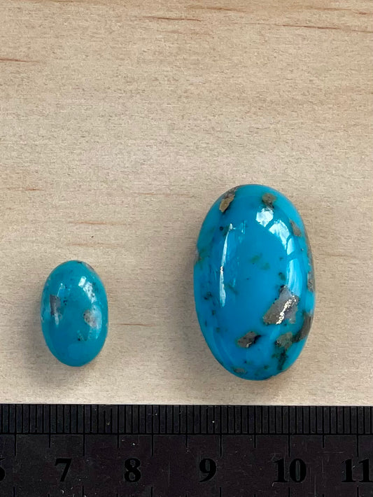 2 Amazing Turquoise Stones from Kerman Mine, Iran. With Golden Pyrite (#K23)