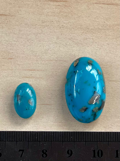 2 Amazing Turquoise Stones from Kerman Mine, Iran. With Golden Pyrite (#K23)
