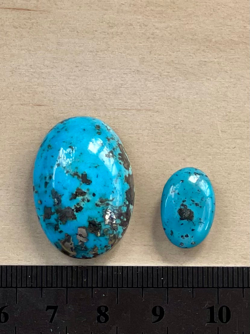 2 Amazing Turquoise Stones from Kerman Mine, Iran. With Golden Pyrite (#K24)