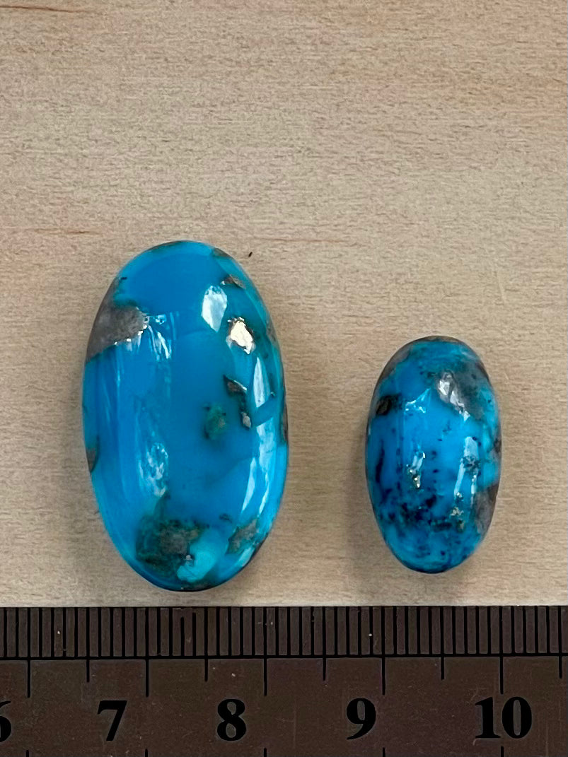 2 Amazing Turquoise Stones from Kerman Mine, Iran. With Golden Pyrite (#K25)