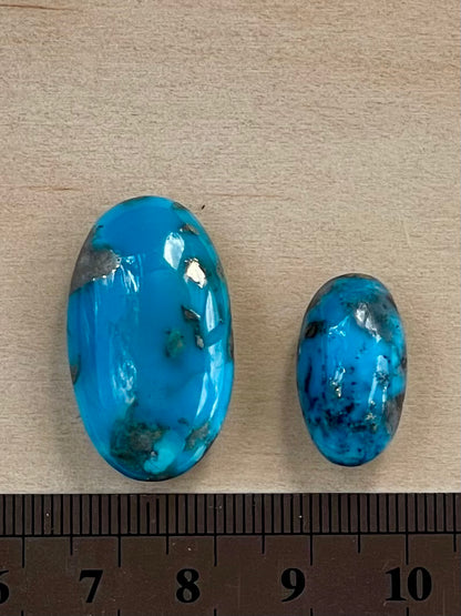 2 Amazing Turquoise Stones from Kerman Mine, Iran. With Golden Pyrite (#K25)