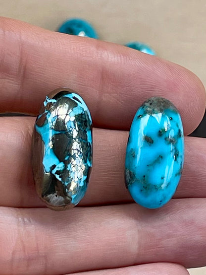 2 Amazing Turquoise Stones With Golden Pyrite from Kerman Mine, Iran.  (#K26)