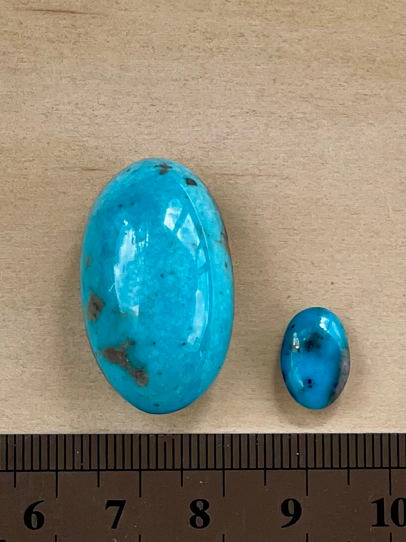 2 Lovely Turquoise Stones from Kerman Mine, Iran. With Golden Pyrite (#K28)