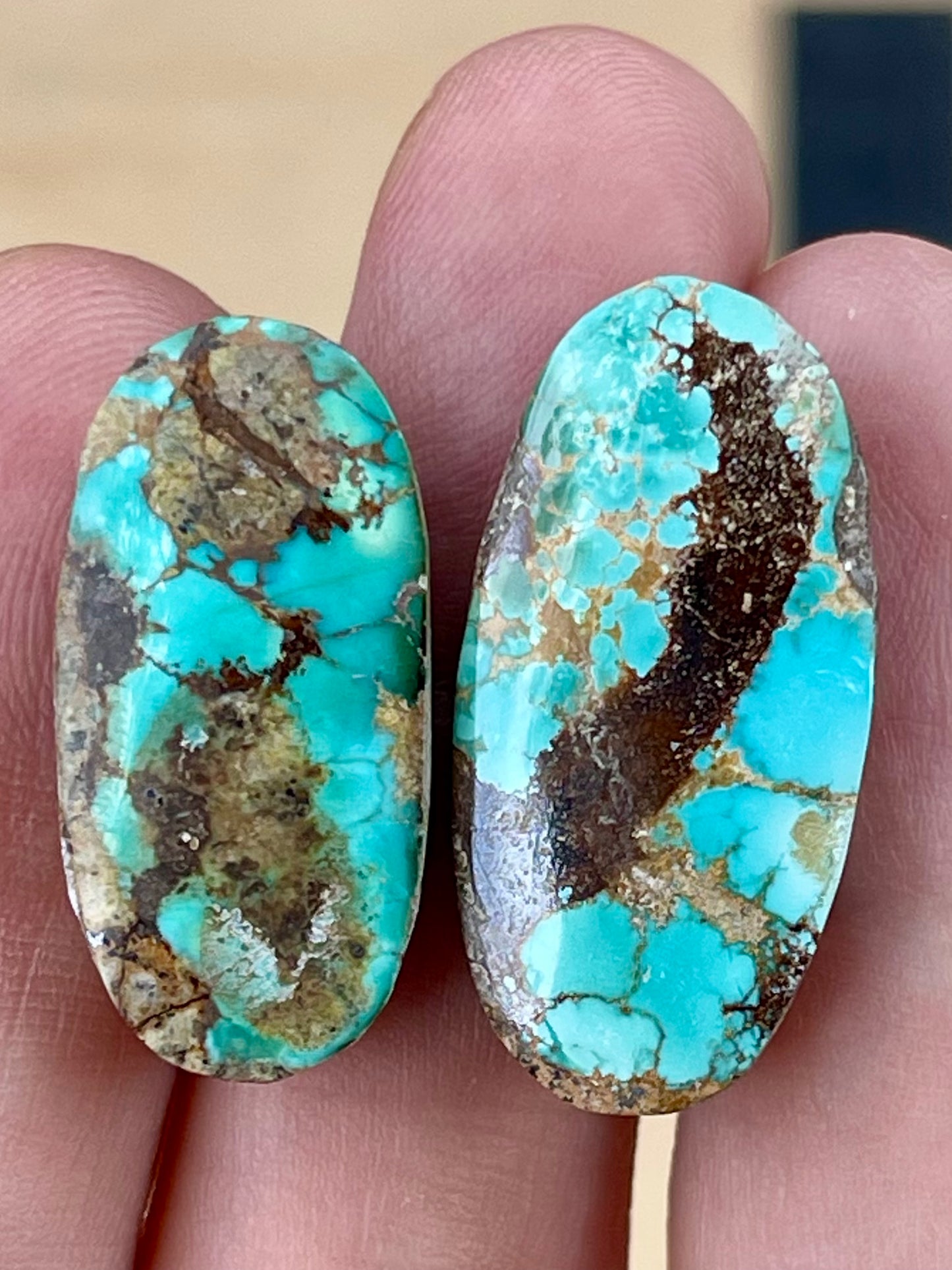 2 Amazing Natural Persian Turquoise Loose Stones – Neishabour Mine, Not-stabilized (#N33)