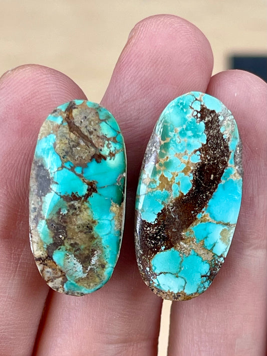 2 Amazing Natural Persian Turquoise Loose Stones – Neishabour Mine, Not-stabilized (#N33)