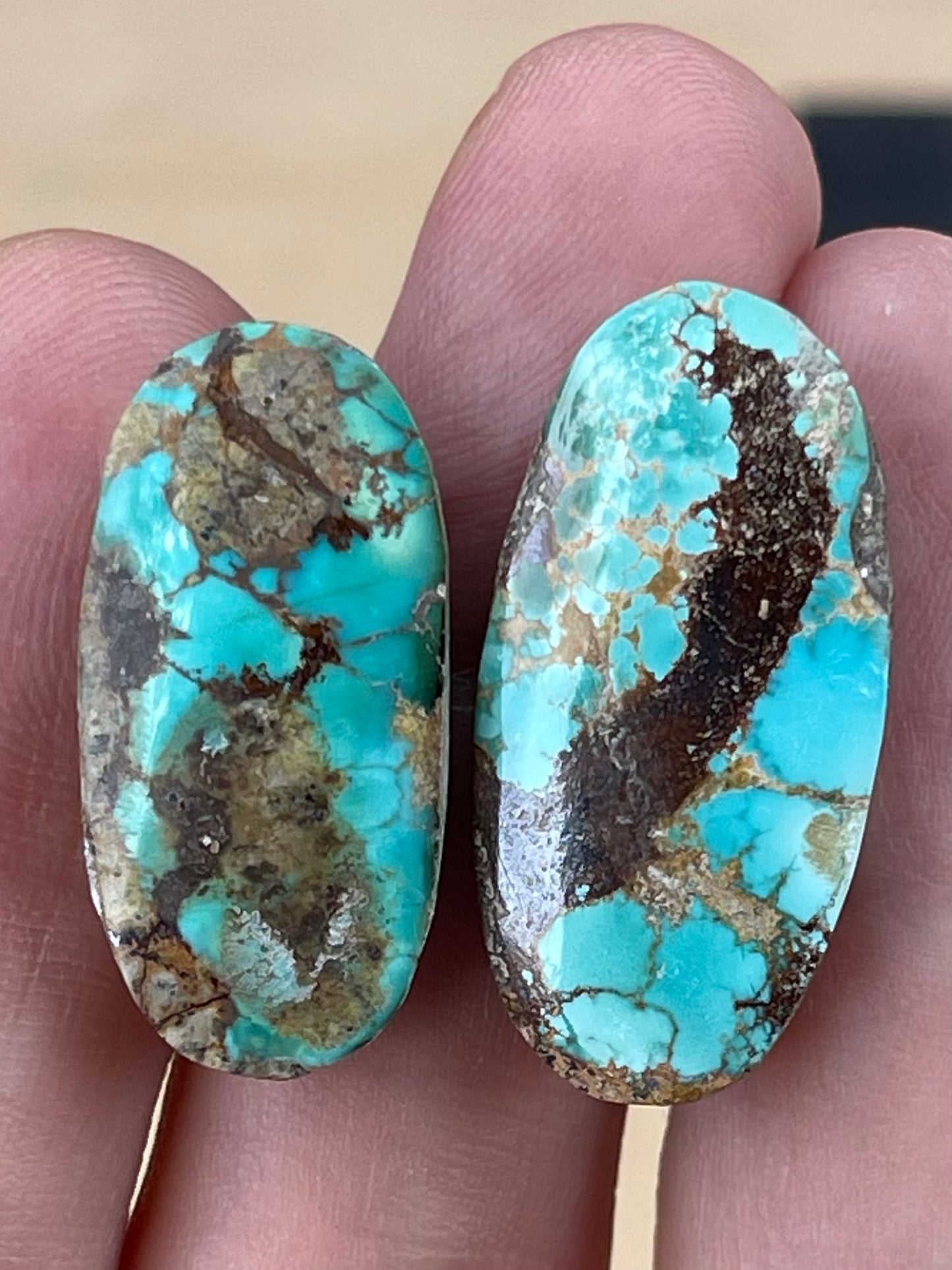 2 Amazing Natural Persian Turquoise Loose Stones – Neishabour Mine, Not-stabilized (#N33)