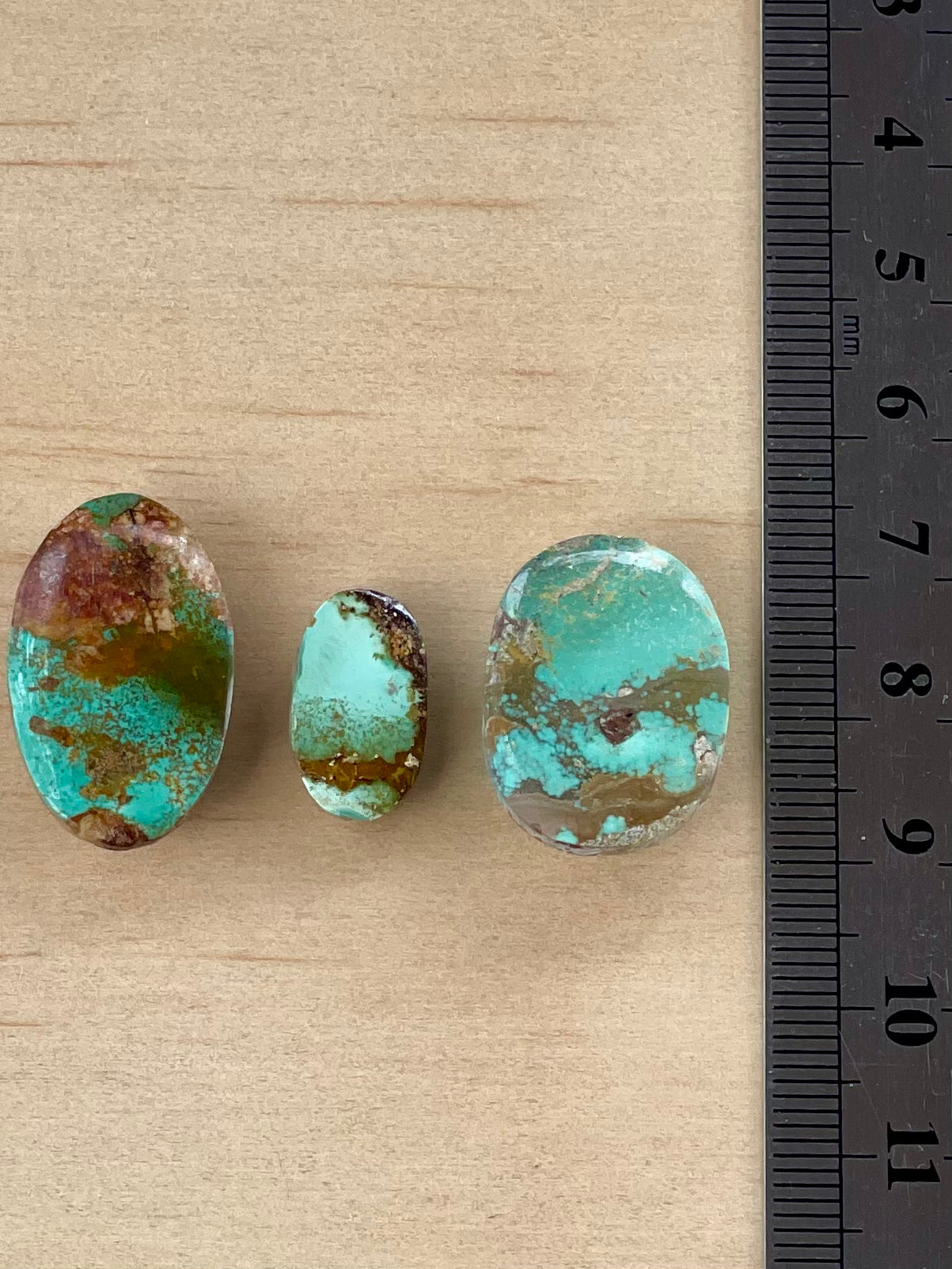 3 Lovely Natural Green Persian Turquoise Loose Stones – Neishabour Mine, Not-stabilized (#N34)