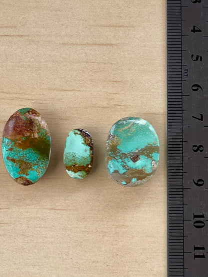 3 Lovely Natural Green Persian Turquoise Loose Stones – Neishabour Mine, Not-stabilized (#N34)