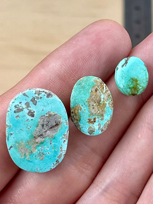 ✨ Natural Persian Turquoise – Set of Three (Neishabour Mine) ✨ (#N35)