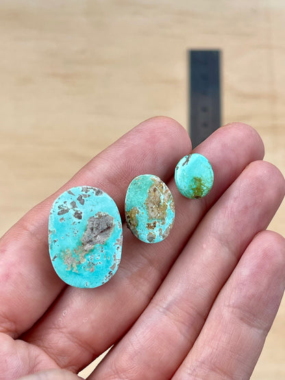✨ Natural Persian Turquoise – Set of Three (Neishabour Mine) ✨ (#N35)