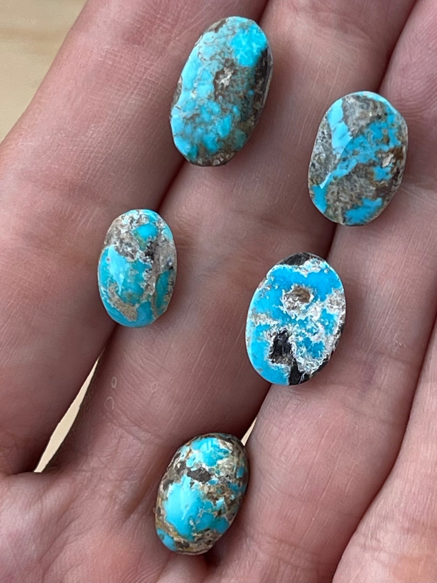 ✨ Natural Persian Turquoise – Rare Set of Five (Neishabour Mine) ✨(#N36)