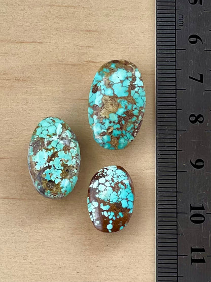 ✨ Natural Persian Turquoise – Rare Set of Three (Neishabour Mine) ✨ Not-stabilized (#N37)