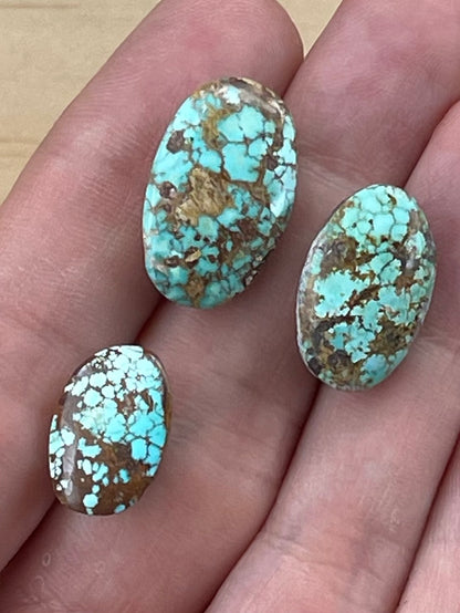 ✨ Natural Persian Turquoise – Rare Set of Three (Neishabour Mine) ✨ Not-stabilized (#N37)