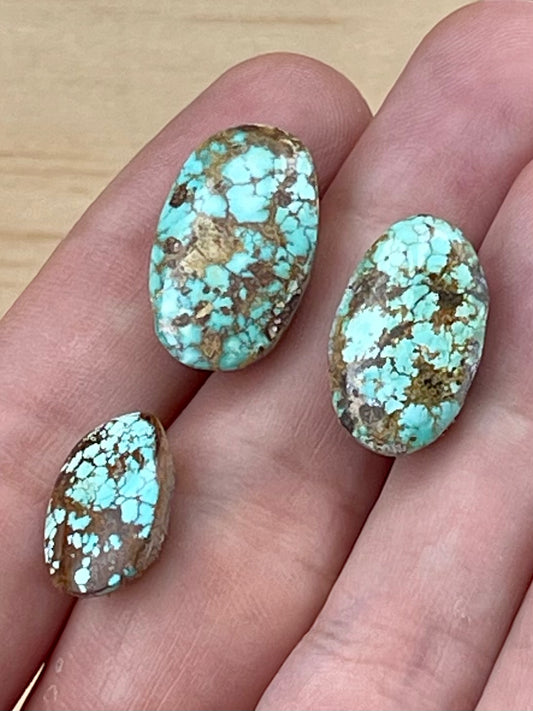 ✨ Natural Persian Turquoise – Rare Set of Three (Neishabour Mine) ✨ Not-stabilized (#N37)