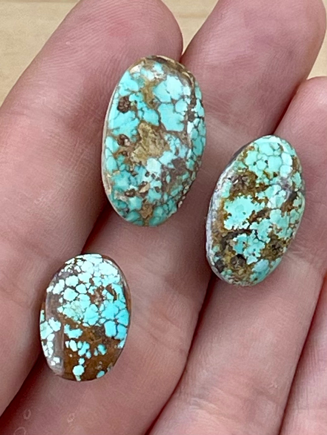 ✨ Natural Persian Turquoise – Rare Set of Three (Neishabour Mine) ✨ Not-stabilized (#N37)
