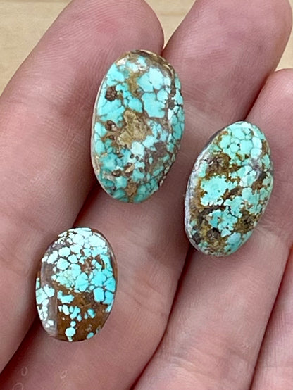 ✨ Natural Persian Turquoise – Rare Set of Three (Neishabour Mine) ✨ Not-stabilized (#N37)