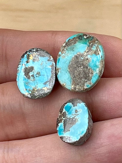 ✨ Natural Persian Turquoise – Rare Set of Three (Neishabour Mine) ✨ Not-stabilized (#N39)