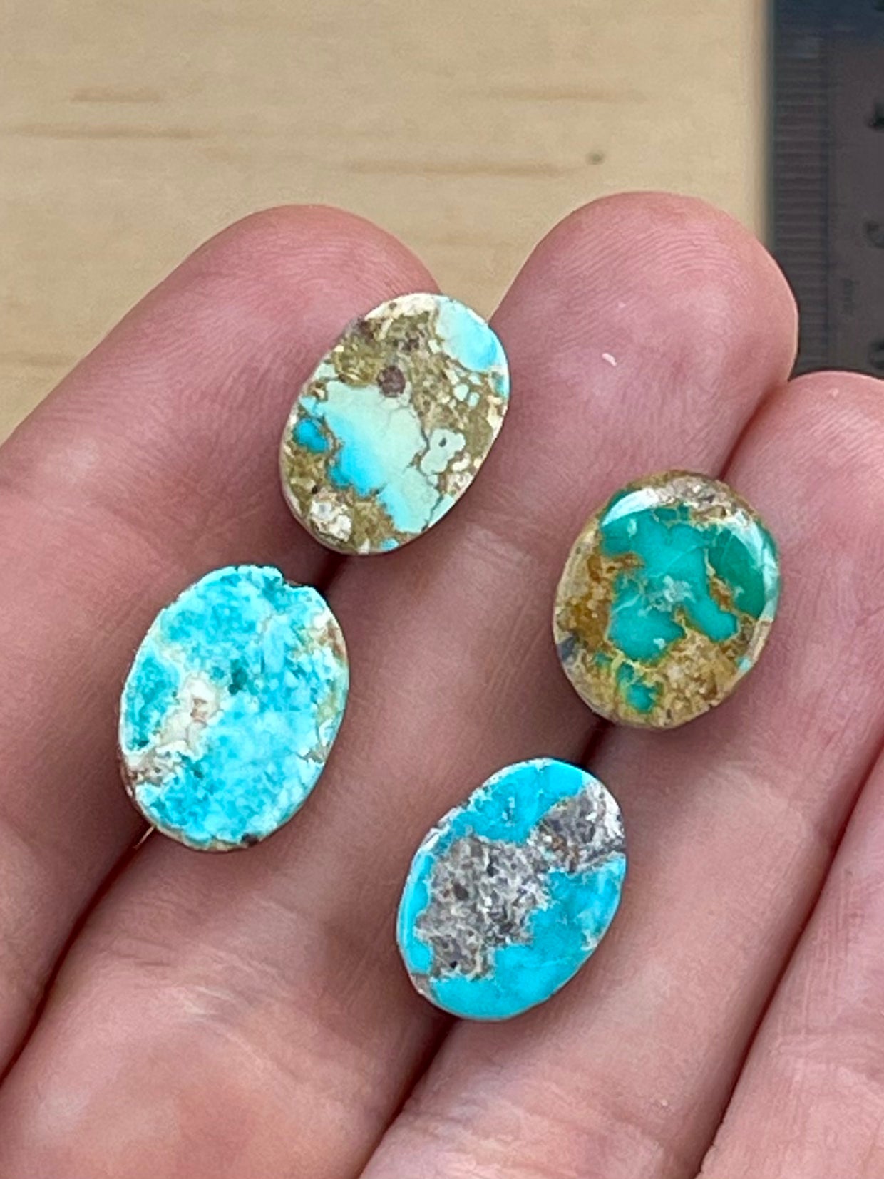 ✨ Natural Persian Turquoise – Rare Set of Four (Neishabour Mine) ✨(#N41)