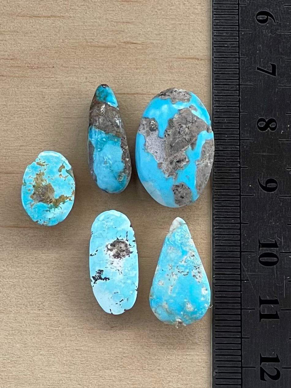 ✨ Natural Persian Turquoise – Rare Set of Five (Neishabour Mine) ✨(#N42)