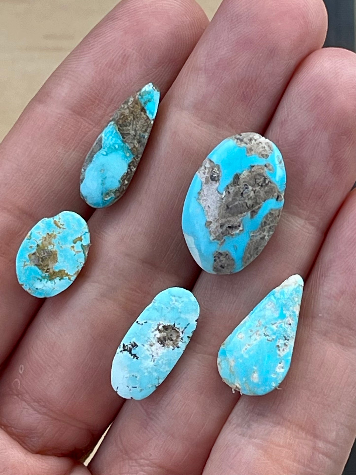 ✨ Natural Persian Turquoise – Rare Set of Five (Neishabour Mine) ✨(#N42)