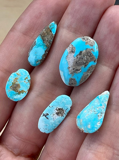 ✨ Natural Persian Turquoise – Rare Set of Five (Neishabour Mine) ✨(#N42)