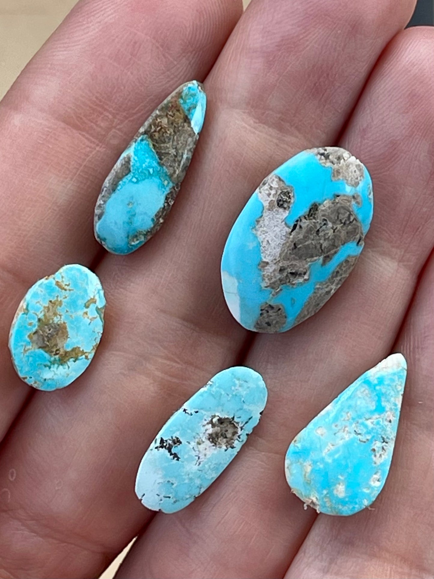 ✨ Natural Persian Turquoise – Rare Set of Five (Neishabour Mine) ✨(#N42)