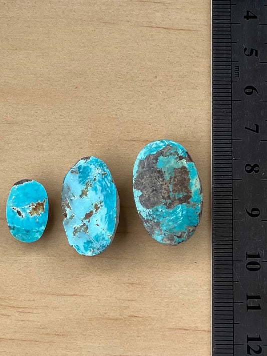 3 Lovely Green Persian Turquoise Stones – Neishabour Mine, Iran, Not-stabilized, Naural (#N47)